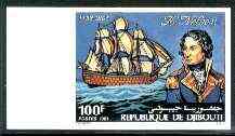 Djibouti 1981 Admiral Nelson Commemoration set of 2 imperf from limited printing, as SG 818-19*, stamps on , stamps on  stamps on ships    personalities    nelson