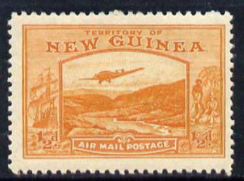 New Guinea 1939 Junkers G.31F over Bulolo Goldfields 1/2d orange mounted mint SG 212, stamps on , stamps on  stamps on , stamps on  stamps on  kg6 , stamps on  stamps on gold, stamps on  stamps on aviation