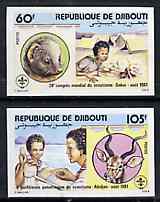 Djibouti 1981 Scouting Conference set of 2 imperf from limited printing, as SG 820-21*, stamps on , stamps on  stamps on scouts