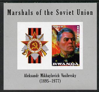 Rwanda 2013 Marshals of the Soviet Union - Aleksandr Mikhaylovich Vasilevsky imperf sheetlet containing 1 value & label unmounted mint, stamps on , stamps on  stamps on personalities, stamps on  stamps on constitutions, stamps on  stamps on medals, stamps on  stamps on militaria