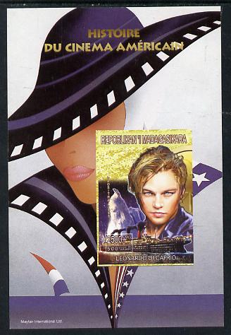 Madagascar 1999 History of American Cinema - Leonardo Di Caprio imperf m/sheet unmounted mint. Note this item is privately produced and is offered purely on its thematic ..., stamps on personalities, stamps on films, stamps on cinema, stamps on entertainments, stamps on movies, stamps on titanic, stamps on ships, stamps on disasters