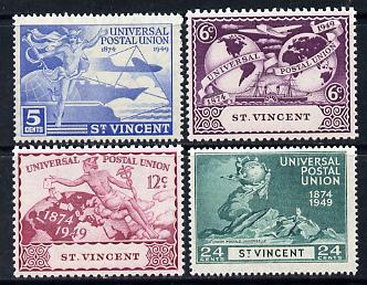 St Vincent 1949 KG6 75th Anniversary of Universal Postal Union set of 4 unmounted mint, SG 178-81, stamps on , stamps on  stamps on , stamps on  stamps on  kg6 , stamps on  stamps on  upu , stamps on  stamps on 