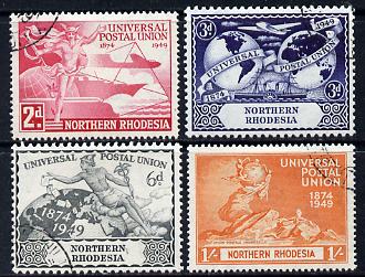 Northern Rhodesia 1949 KG6 75th Anniversary of Universal Postal Union set of 4 fine cds used, SG 50-53, stamps on , stamps on  kg6 , stamps on  upu , stamps on 