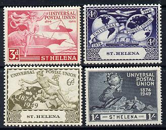 St Helena 1949 KG6 75th Anniversary of Universal Postal Union set of 4 unmounted mint, SG 145-48, stamps on , stamps on  kg6 , stamps on  upu , stamps on 