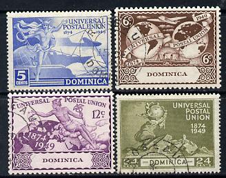 Dominica 1949 KG6 75th Anniversary of Universal Postal Union set of 4 cds used, SG114-17, stamps on , stamps on  stamps on , stamps on  stamps on  kg6 , stamps on  stamps on  upu , stamps on  stamps on 