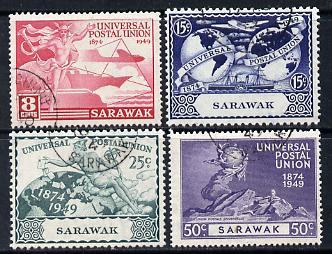 Sarawak 1949 KG6 75th Anniversary of Universal Postal Union set of 4 cds used SG 167-70, stamps on , stamps on  kg6 , stamps on  upu , stamps on 