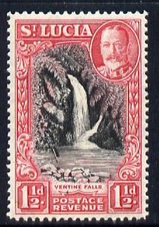 St Lucia 1936 KG5 Pictorial 1.5d black & scarlet unmounted mint, SG 115, stamps on , stamps on  kg5 , stamps on waterfalls