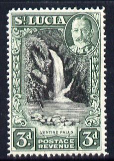 St Lucia 1936 KG5 Pictorial 3d black & dull green unmounted mint, SG 118, stamps on , stamps on  kg5 , stamps on waterfalls