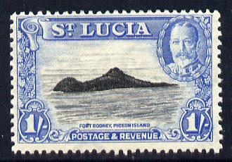 St Lucia 1936 KG5 Pictorial 1s black & light blue unmounted mint, SG 121, stamps on , stamps on  kg5 , stamps on forts