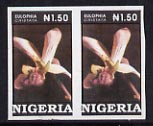 Nigeria 1993 Orchids 1n50 superb unmounted mint imperf pair as SG 665var, stamps on , stamps on  stamps on flowers  orchids