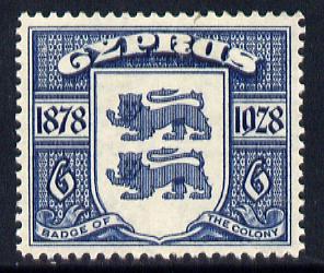 Cyprus 1928 KG5 50th Anniversary 6pi blue mounted mint SG128, stamps on , stamps on  stamps on , stamps on  stamps on  kg5 , stamps on  stamps on badges, stamps on  stamps on arms