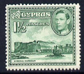 Cyprus 1938-51 KG6 Kyrenia Harbour 1.5pi green mounted mint, SG 155ab, stamps on , stamps on  stamps on , stamps on  stamps on  kg6 , stamps on  stamps on harbours