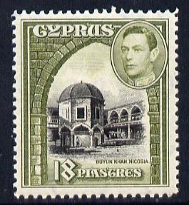 Cyprus 1938-51 KG6 Buyuk Khan 18pi black & sage-green mounted mint, SG 160a, stamps on , stamps on  kg6 , stamps on 
