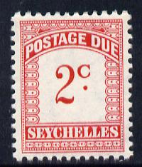 Seychelles 1964-65 Postage Due 2c red & carmine wmk Block CA unmounted mint, SG D9, stamps on , stamps on  stamps on postage due, stamps on  stamps on 