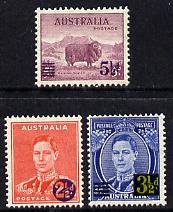 Australia 1941 KG6 surcharged set of 3 unmounted mint, SG 200-202, stamps on , stamps on  stamps on , stamps on  stamps on  kg6 , stamps on  stamps on 