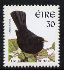 Ireland 1997-2000 Birds - Blackbird 30p with phosphor frame unmounted mint SG 1038ap, stamps on birds, stamps on blackbird