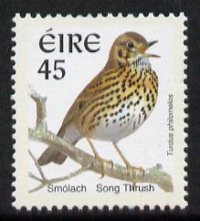 Ireland 1997-2000 Birds - Song Thrush 45p with phosphor frame unmounted mint SG 1057p, stamps on , stamps on  stamps on birds, stamps on  stamps on thrush