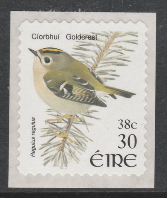 Ireland 2001 Birds Dual Currency - Goldcrest 30p/38c self-adhesive unmounted mint SG 1431, stamps on , stamps on  stamps on birds, stamps on  stamps on goldcrest, stamps on  stamps on self adhesive