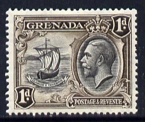 Grenada 1934-36 KG5 Pictorial 1d black & sepia P12.5 x 13.5 mounted mint SG 136a, stamps on , stamps on  kg5 , stamps on badge, stamps on 