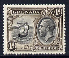 Grenada 1934-36 KG5 Pictorial 1d black & sepia P12.5 x 13.5 mounted mint SG 136a, stamps on , stamps on  stamps on , stamps on  stamps on  kg5 , stamps on  stamps on badge, stamps on  stamps on 