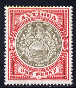 Antigua 1903-07 Crown CC Badge 1d grey-black & rose-red mounted mint SG 32, stamps on , stamps on  stamps on , stamps on  stamps on  ke7 , stamps on  stamps on badge, stamps on  stamps on 