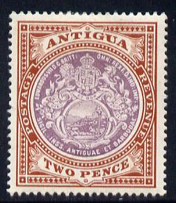 Antigua 1908-17 MCA Badge 2d dull purple & brown mounted mint SG 45, stamps on , stamps on  kg5 , stamps on badge, stamps on 