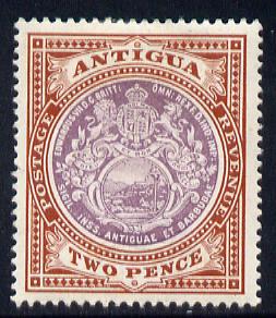 Antigua 1908-17 MCA Badge 2d dull purple & brown mounted mint SG 45, stamps on , stamps on  stamps on , stamps on  stamps on  kg5 , stamps on  stamps on badge, stamps on  stamps on 