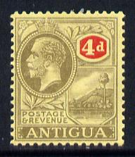 Antigua 1921-29 KG5 MCA 4d grey-black & red on pale yellow mounted mint SG 56, stamps on , stamps on  stamps on , stamps on  stamps on  kg5 , stamps on  stamps on 