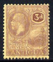 Antigua 1921-29 KG5 Script CA 3d purple on pale yellow mounted mint SG 74, stamps on , stamps on  stamps on , stamps on  stamps on  kg5 , stamps on  stamps on 