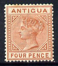 Antigua 1884-87 QV Crown CA 4d chestnut mounted mint SG 28, stamps on , stamps on  stamps on , stamps on  stamps on  qv , stamps on  stamps on 