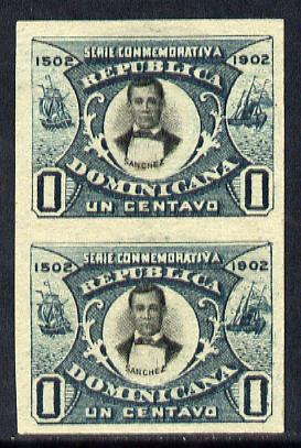 Dominican Republic 1902 400th Anniversary 1c imperforate pair small part original gum as SG125, stamps on , stamps on  stamps on dominican republic 1902 400th anniversary 1c imperforate pair small part original gum as sg125