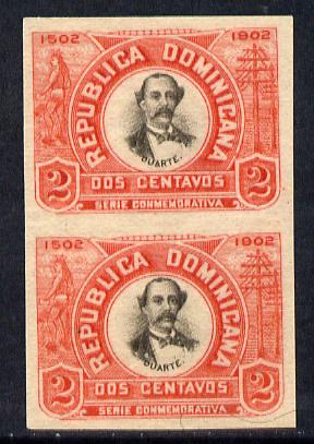 Dominican Republic 1902 400th Anniversary 2c imperforate pair unmounted mint as SG126, stamps on , stamps on  stamps on dominican republic 1902 400th anniversary 2c imperforate pair unmounted mint as sg126