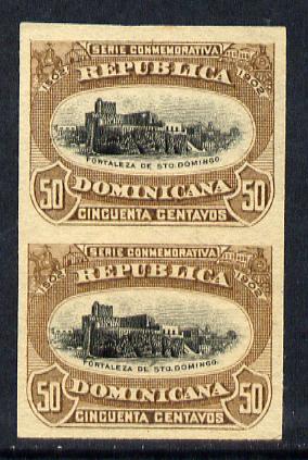 Dominican Republic 1902 400th Anniversary 50c imperforate pair unmounted mint as SG131, stamps on , stamps on  stamps on dominican republic 1902 400th anniversary 50c imperforate pair unmounted mint as sg131