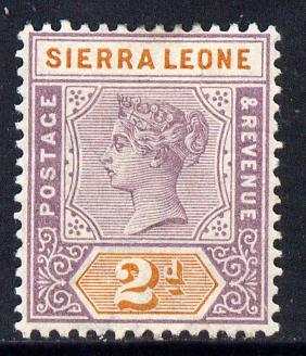 Sierra Leone 1896-97 QV Key Plate Crown CA 2d mauve & orange mounted mint SG 44, stamps on , stamps on  stamps on , stamps on  stamps on  qv , stamps on  stamps on 