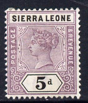 Sierra Leone 1896-97 QV Key Plate Crown CA 5d mauve & black mounted mint SG 48, stamps on , stamps on  qv , stamps on 