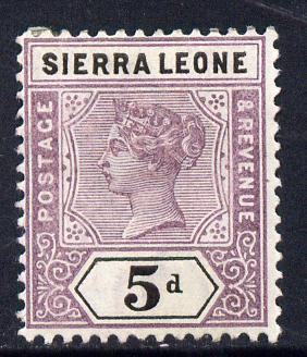 Sierra Leone 1896-97 QV Key Plate Crown CA 5d mauve & black mounted mint SG 48, stamps on , stamps on  stamps on , stamps on  stamps on  qv , stamps on  stamps on 