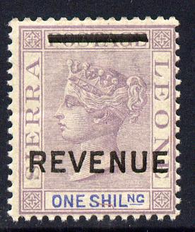 Sierra Leone 1880's REVENUE opt on QV 1s mauve & blue mounted mint, stamps on , stamps on  qv , stamps on revenue, stamps on 