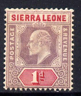 Sierra Leone 1903 KE7 Crown CA 1d purple & rosine mounted mint SG 74, stamps on , stamps on  stamps on , stamps on  stamps on  ke7 , stamps on  stamps on 