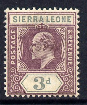 Sierra Leone 1903 KE7 Crown CA 3d purple & grey mounted mint SG 78, stamps on , stamps on  ke7 , stamps on 