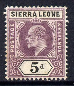 Sierra Leone 1903 KE7 Crown CA 5d purple & black mounted mint SG 80, stamps on , stamps on  ke7 , stamps on 