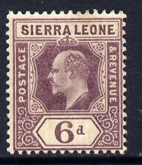 Sierra Leone 1903 KE7 Crown CA 6d purple mounted mint SG 81, stamps on , stamps on  ke7 , stamps on 