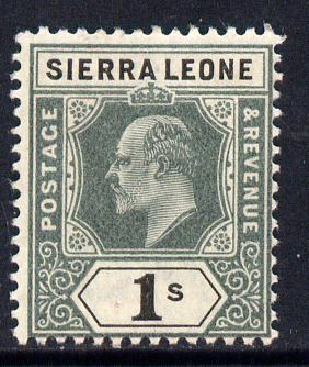 Sierra Leone 1903 KE7 Crown CA 1s green & black mounted mint SG 82, stamps on , stamps on  ke7 , stamps on 