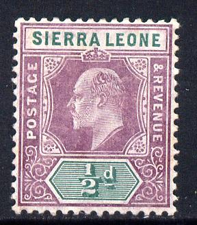 Sierra Leone 1904-05 KE7 MCA 1/2d purple & green mounted mint SG 86, stamps on , stamps on  ke7 , stamps on 