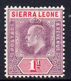 Sierra Leone 1904-05 KE7 MCA 1d purple & rosine mounted mint SG 87, stamps on , stamps on  stamps on , stamps on  stamps on  ke7 , stamps on  stamps on 