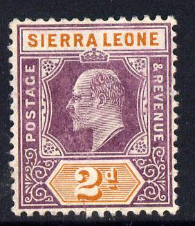 Sierra Leone 1904-05 KE7 MCA 2d purple & brown-orange mounted mint SG 89, stamps on , stamps on  ke7 , stamps on 