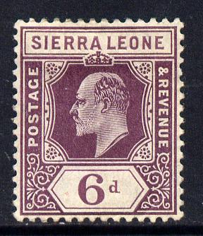 Sierra Leone 1904-05 KE7 MCA 6d purple mounted mint SG 94, stamps on , stamps on  ke7 , stamps on 