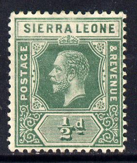 Sierra Leone 1912-21 KG5 MCA 1/2d green mounted mint SG 112, stamps on , stamps on  kg5 , stamps on 