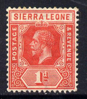 Sierra Leone 1912-21 KG5 MCA 1d carmine mounted mint SG 113, stamps on , stamps on  kg5 , stamps on 