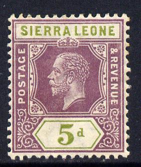 Sierra Leone 1912-21 KG5 MCA 5d purple & olive-green mounted mint SG 118, stamps on , stamps on  stamps on , stamps on  stamps on  kg5 , stamps on  stamps on 