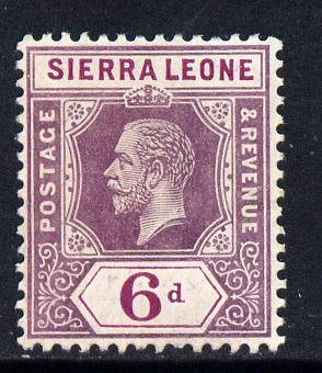 Sierra Leone 1912-21 KG5 MCA 6d dull & bright purple mounted mint SG 119, stamps on , stamps on  kg5 , stamps on 